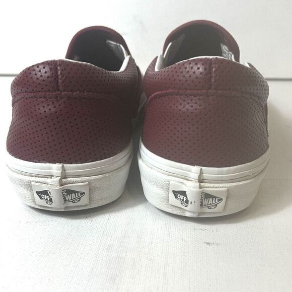 Vans Classic Slip On Skateboard Shoes Leather Burgundy Womens 6 Sneaker Mens 4.5 - Picture 9 of 12